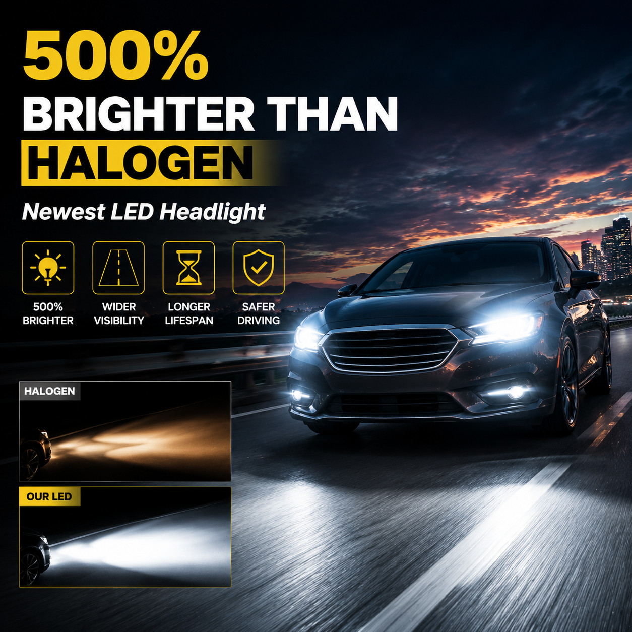 For Audi S6 1997 2001 Kit 2x H1 LED Low Beam Headlight Bulbs Super Bright White