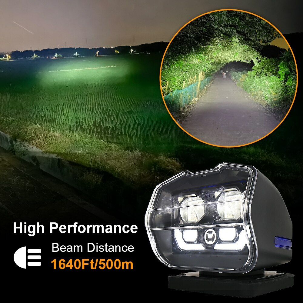 LED Searchlight Wireless for Offroad Truck Marine 360° Remote Control Spotlight
