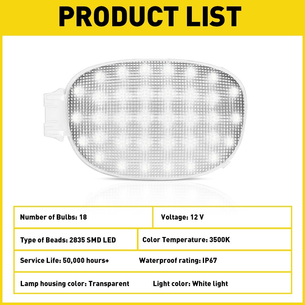 1PCS For 2001-2003 Dodge Ram 1500 2500 3500 Dome Read Light Assembly White Clear