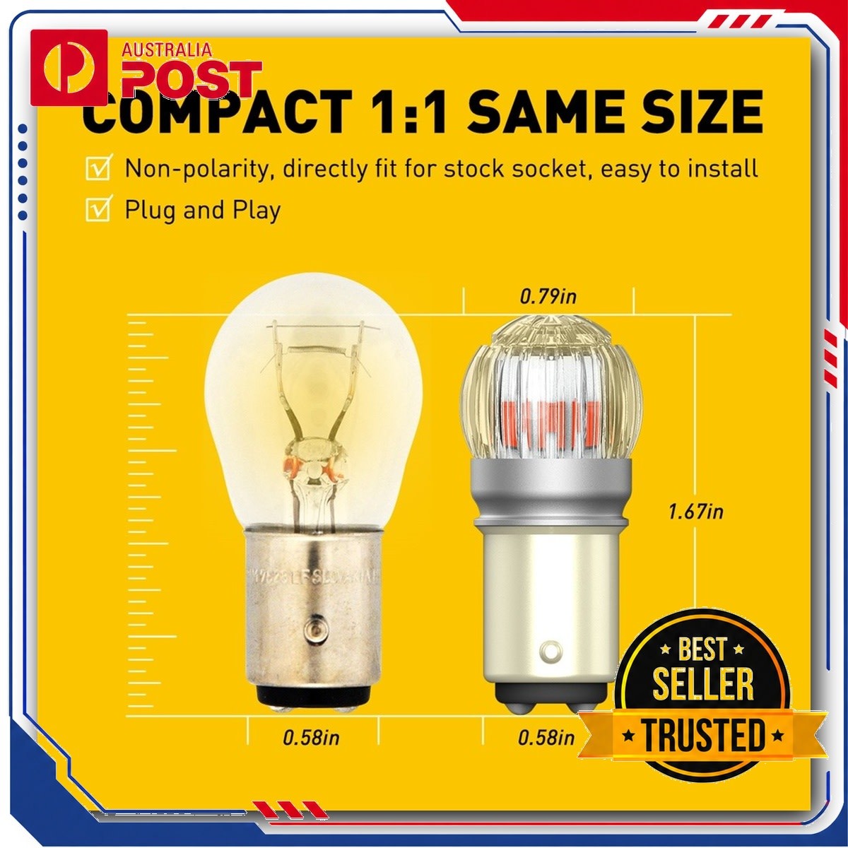 2X 1157 LED BAY15D Brake/Stop Light Tail Bulb Pure Red Bright