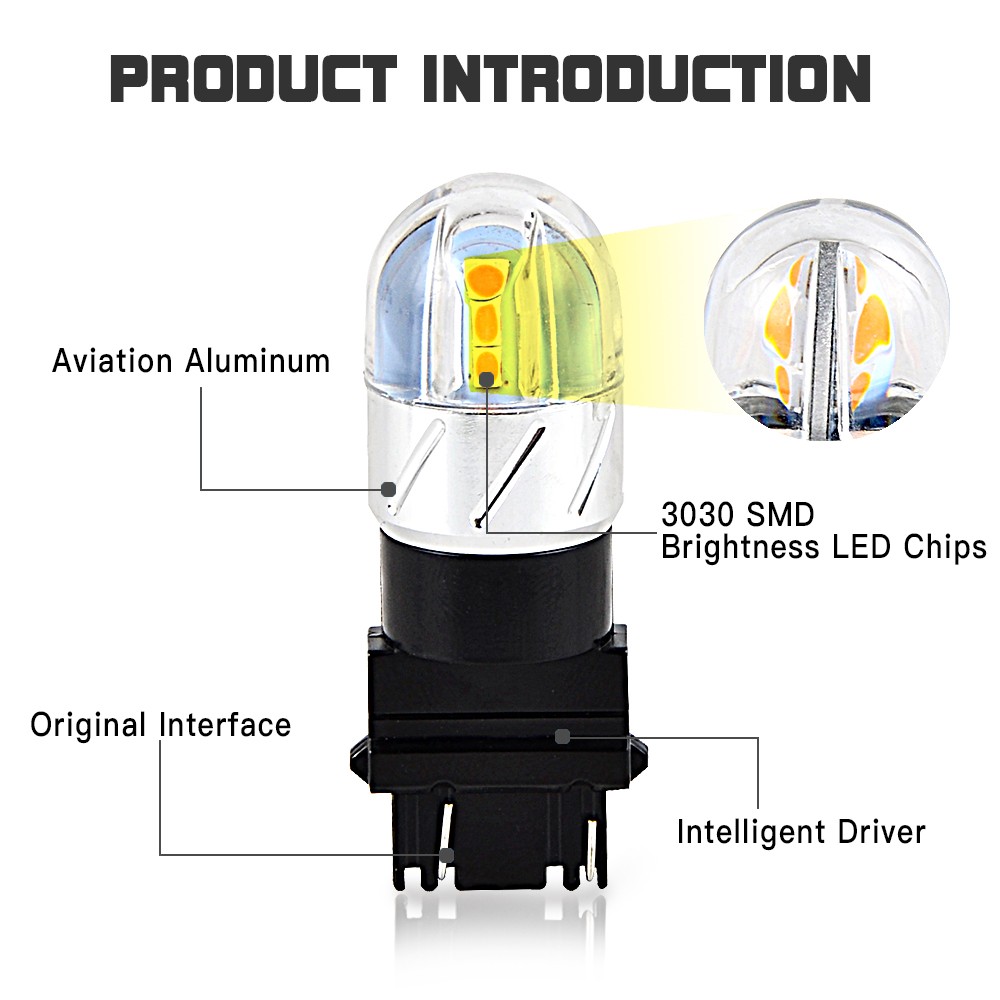 2x 3157 4114 4157 LED Parking Lights Turn Signal Lamps Bulbs 3000K Amber Yellow