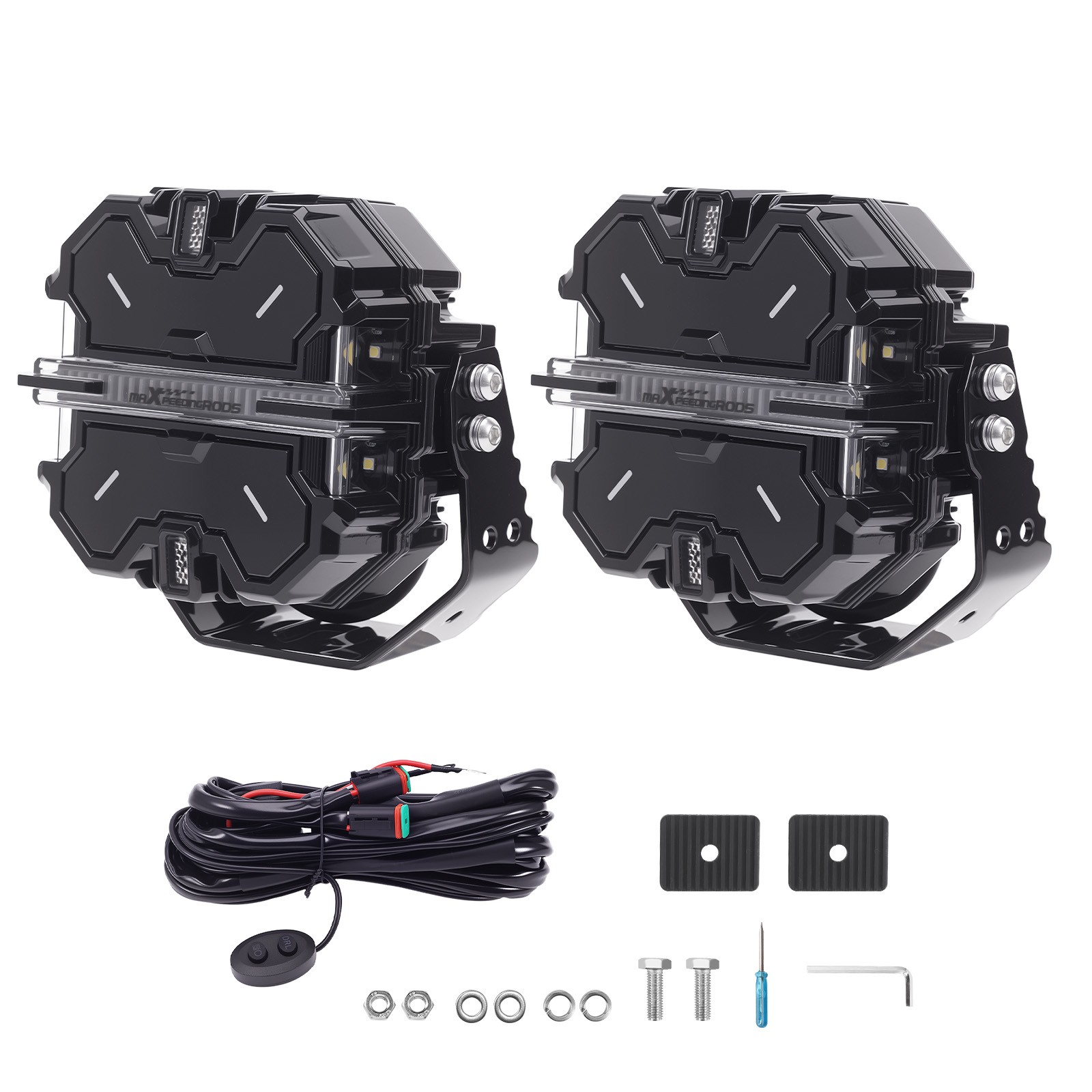 5″ Square LED Light Pods 178W Aluminum Housing Off Road Driving Lights DRL 178W