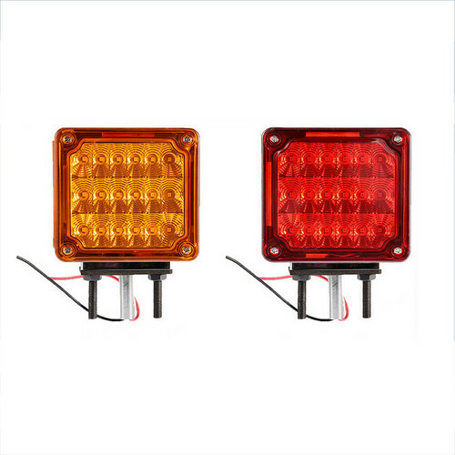 2X 3inch LED Square Dual Face Mount Pedestal Fender Turn Signal Light 12/24V