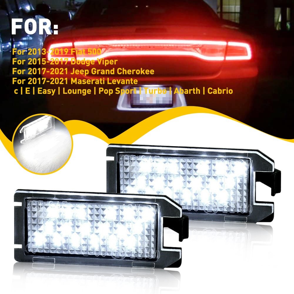 2 LED License Plate Light For Fiat Dodge Jeep Maserati 6000K 1480LM Super Bright