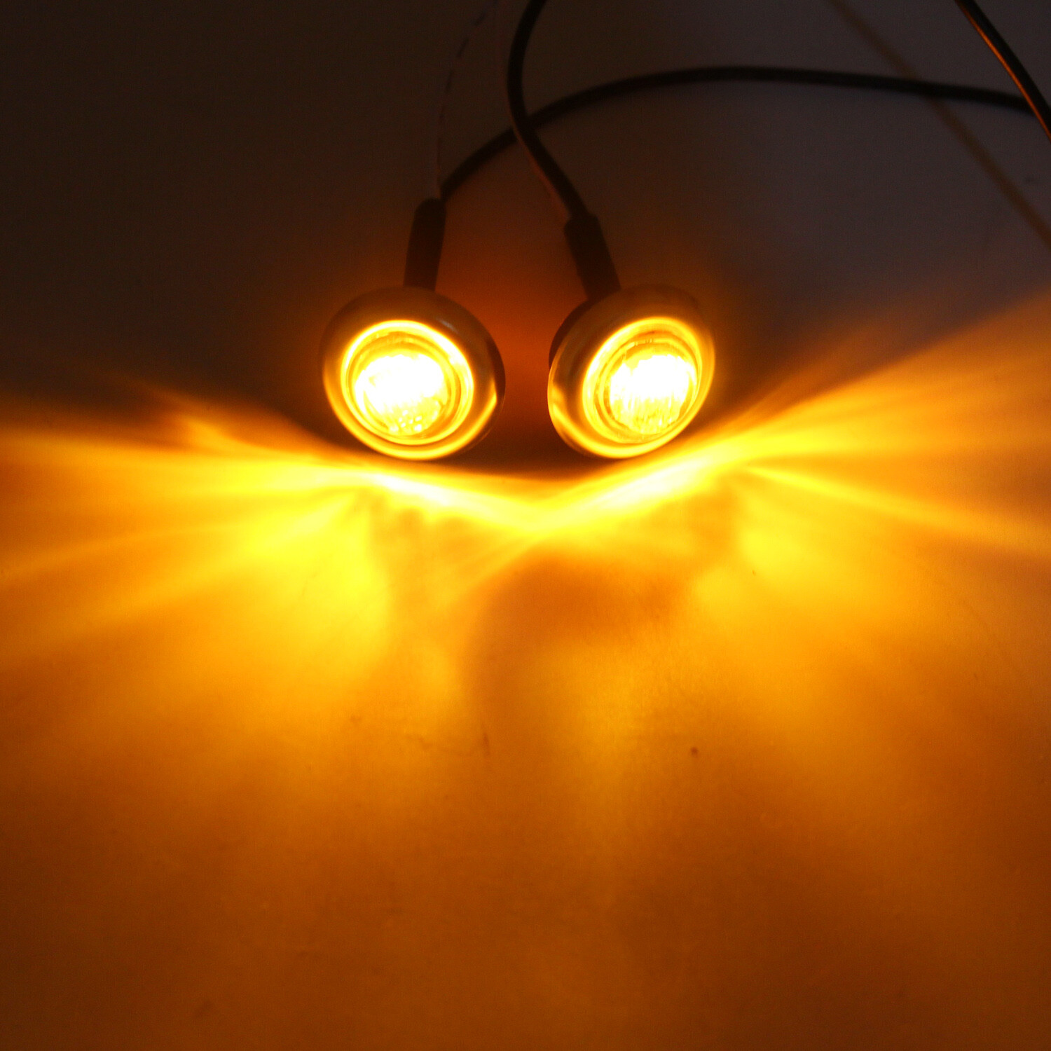50X 12V-24V Amber 3/4″ Round Side LED Marker Bullet Chrome Stainless Bezel Light