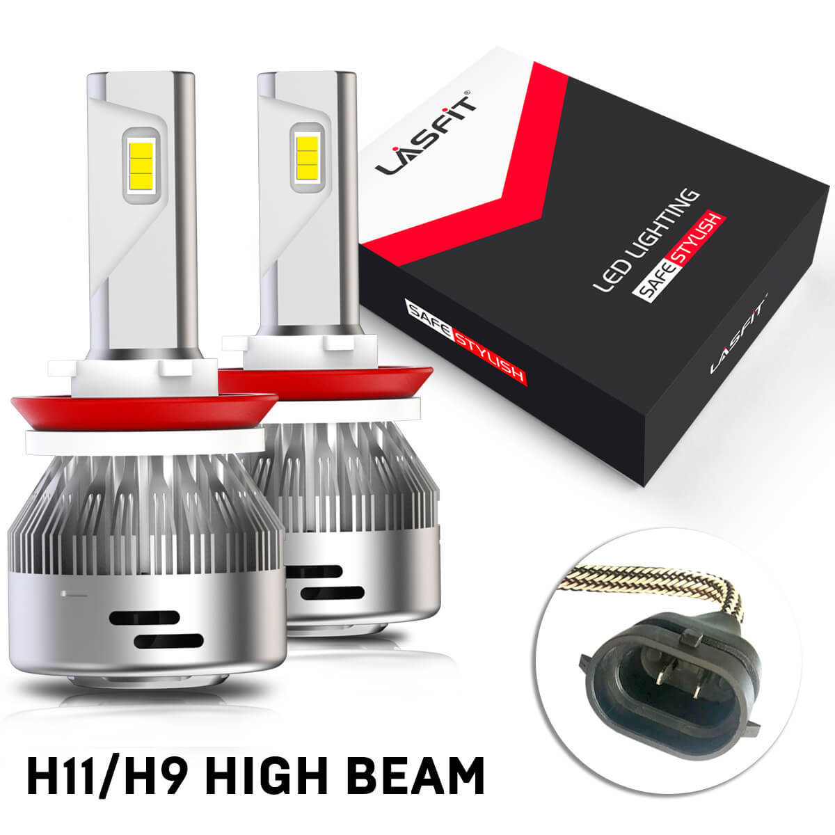 Pair H11 H9 LED Headlights High Beam Bulb 60W 6000LM Bright 6000K White Canbus