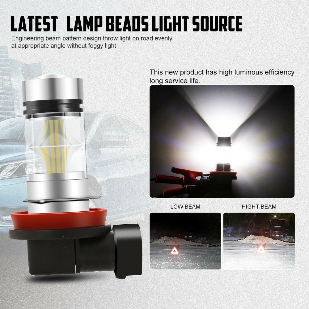 IRONWALLS H11 H8 H9 6000K White 100W High Power LED Fog Light Driving Bulb DRL