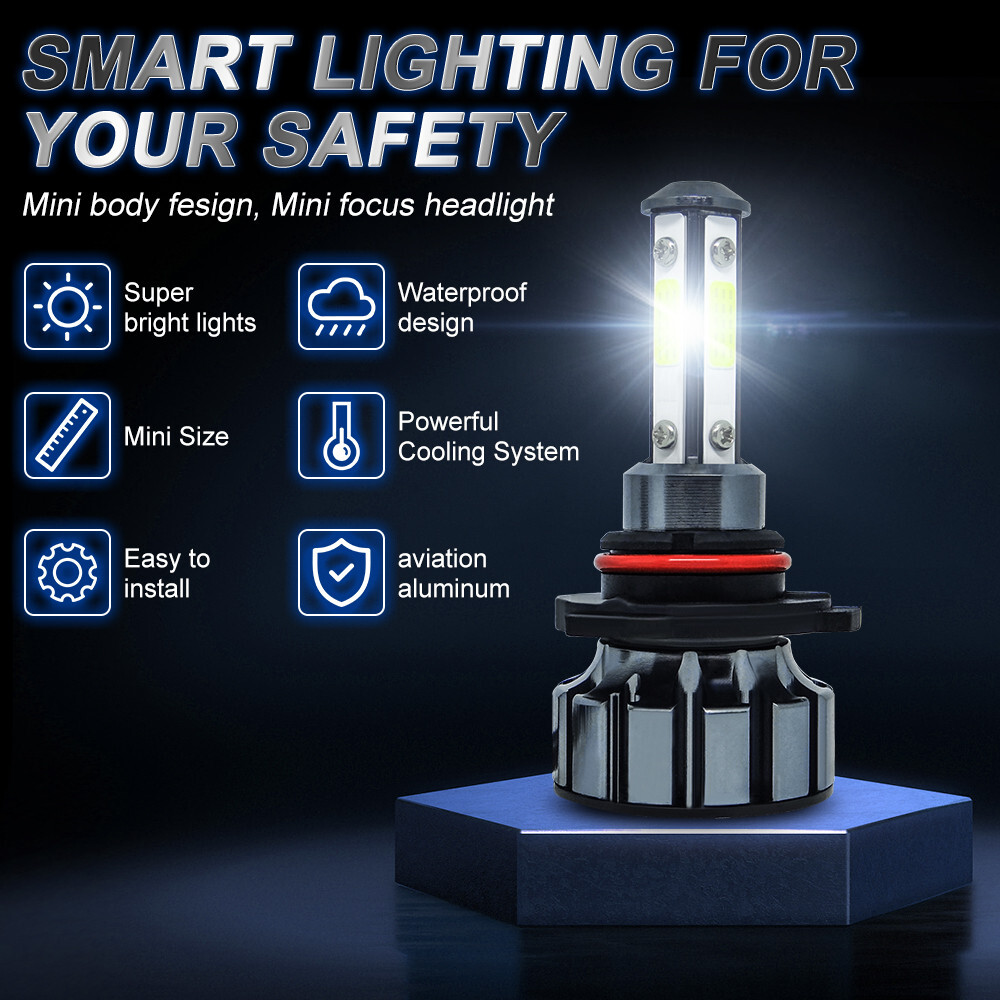 60x 4-Side Combo 9005+9006+H11 LED Headlight Fog Light Kits High Low Beam Bulbs