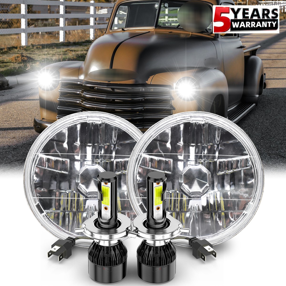 7″ Round LED Headlights Hi/Lo Fit Chevy Truck 1947 1948 1949 1950 1951-57