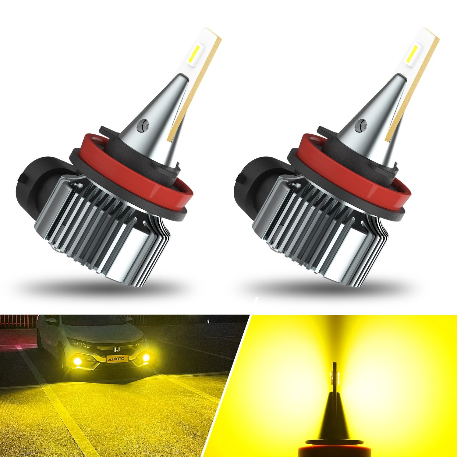 H11 H8 LED Bulbs 4000lm Golden Yellow Fog Light DRL Light High Power 28W Lamp 2x