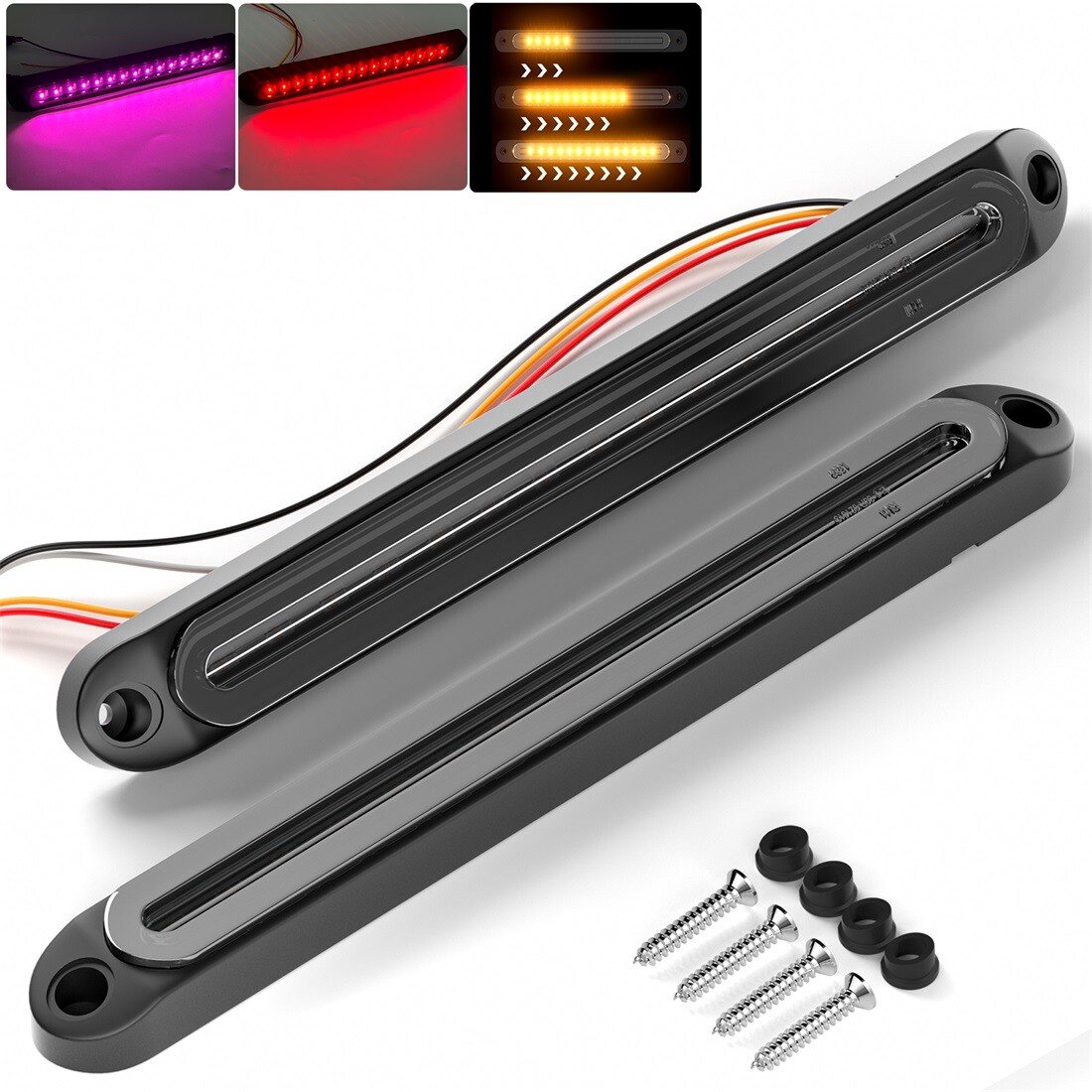 10″ LED Truck Trailer Light Bar 3-in-1 Sequential Turn Signal Brake Tail Lights