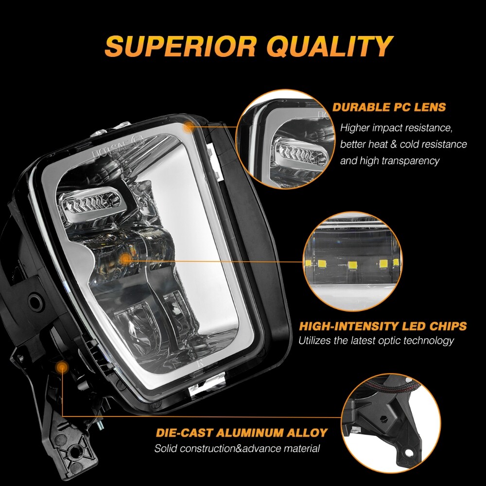 AUXBEAM LED Fog Lights Assembly For Dodge Ram 1500 2013 2014 2015 2016 2017 2018