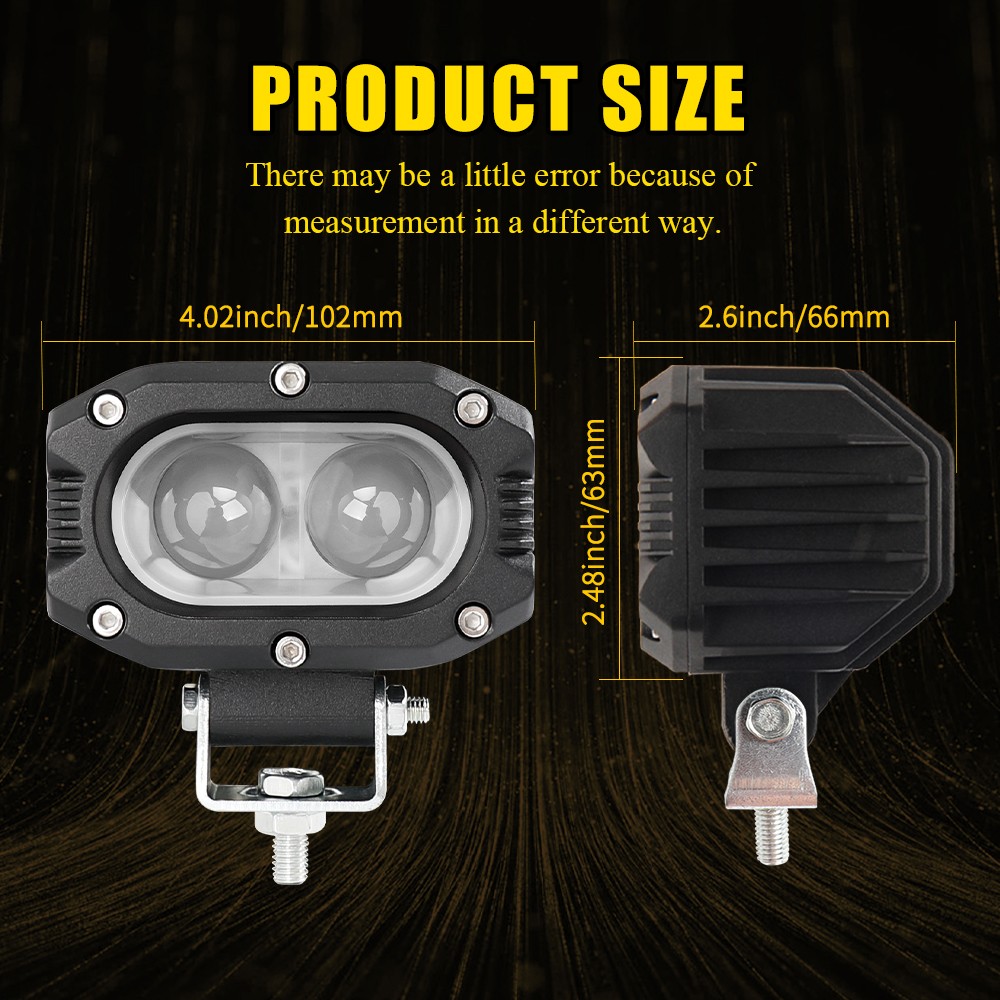 2X 4″ 48W Cube Pods LED Light Bar Driving Reverse Combo Offroad 4WD E-bike Motor