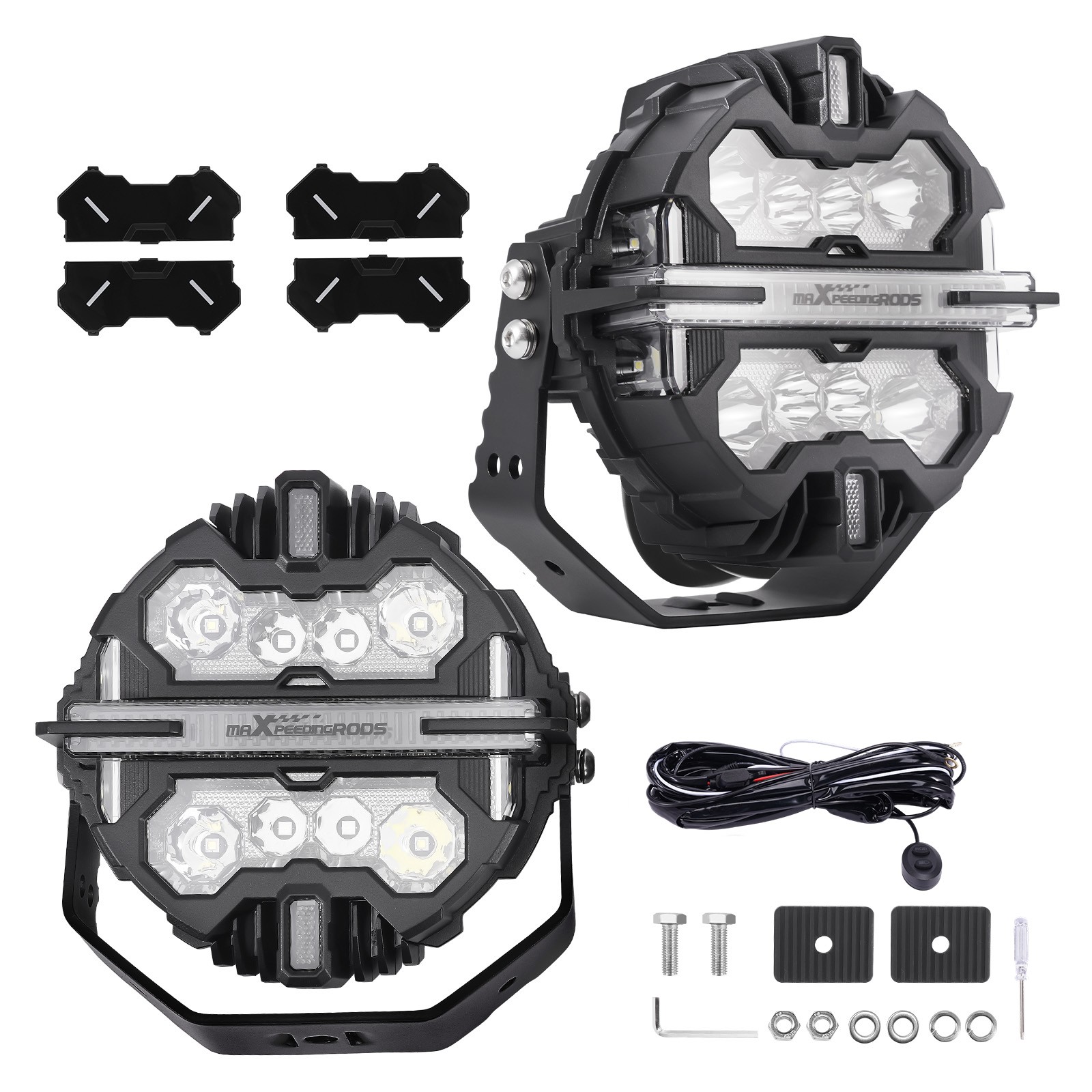 7inch 332W LED Driving Light Spot Beam RGB DRL For ATV 4X4 Off Road White 6000K
