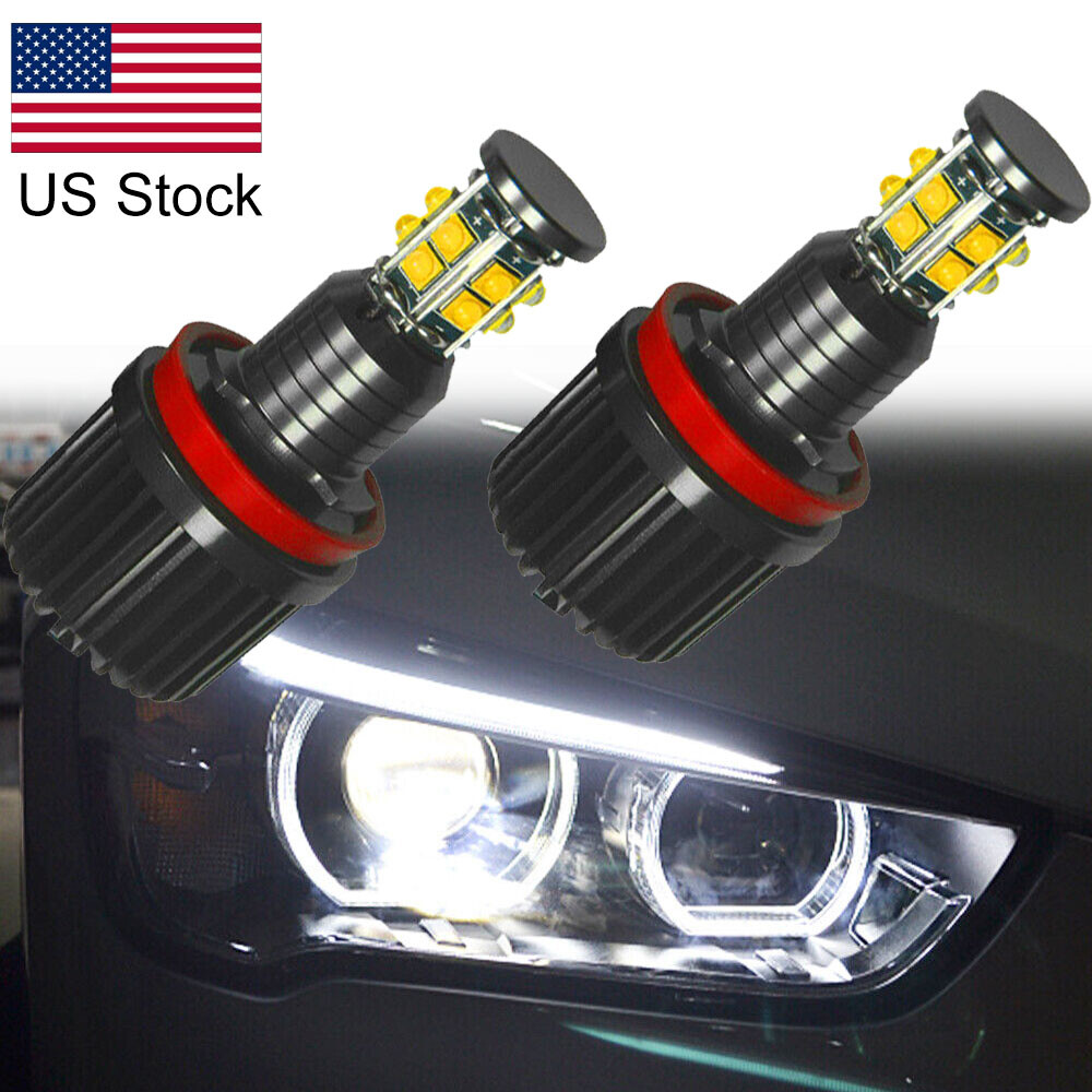 2Pcs H8 LED 6000K White Angel Eyes Halo Ring Marker Bulbs For BMW 1 3 5 X Series