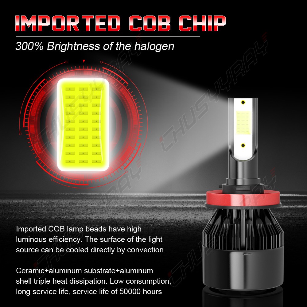 4*H11 LED Headlight Bulbs 72000LM For Chevy Silverado 2500 HD 2022-2026