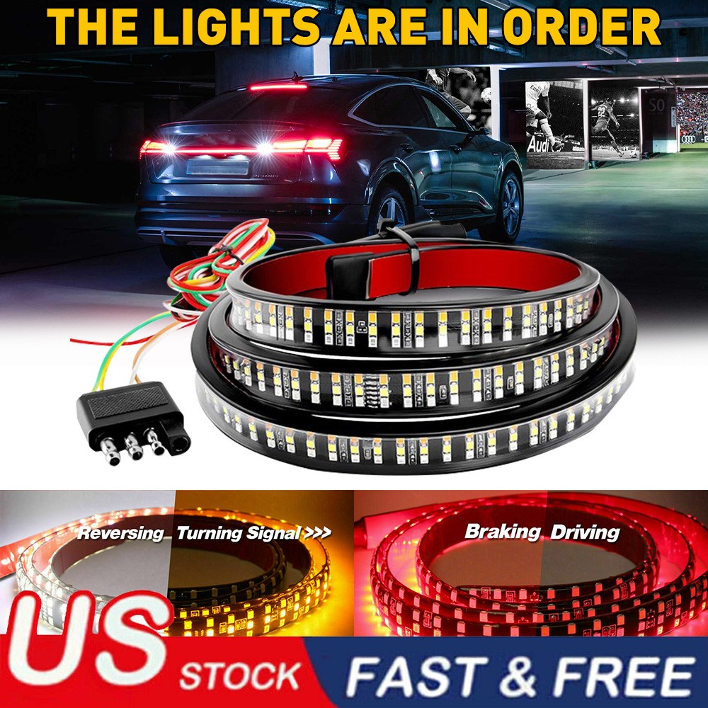 60″ 3 Row 432 LED Strip Tailgate Light Bar Truck Reverse Brake Rear Tail Light