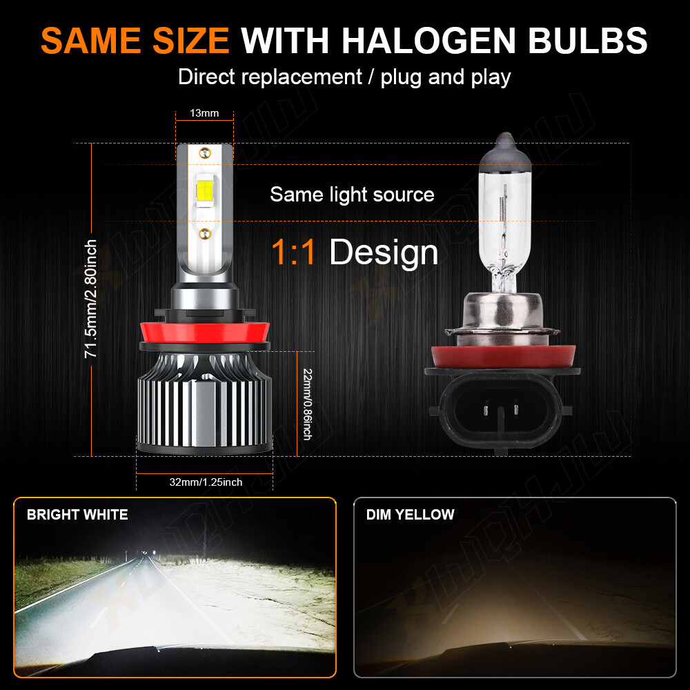 4PCS Combo 9005+H11 WHITE 6000K LED Headlight Bulbs Kit 120W High Low Beam
