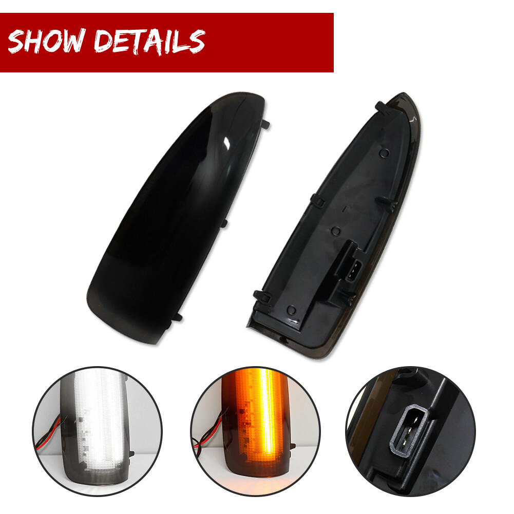 Smoke Lens White/Amber Switchback LED Side Mirror Lamps For 03-07 Ford F250 F350
