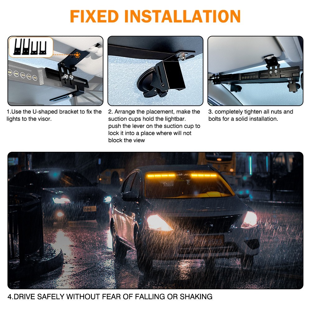 Xprite 20″ 32 LED Windshield Strobe Light Bar Emergency Warning Traffic Advisor