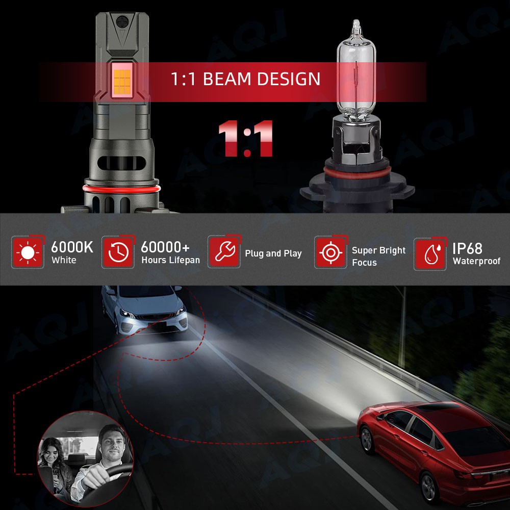 9005+H11 LED Headlight Super Bright Bulbs Kit 10000k White High/Low Beam 4x