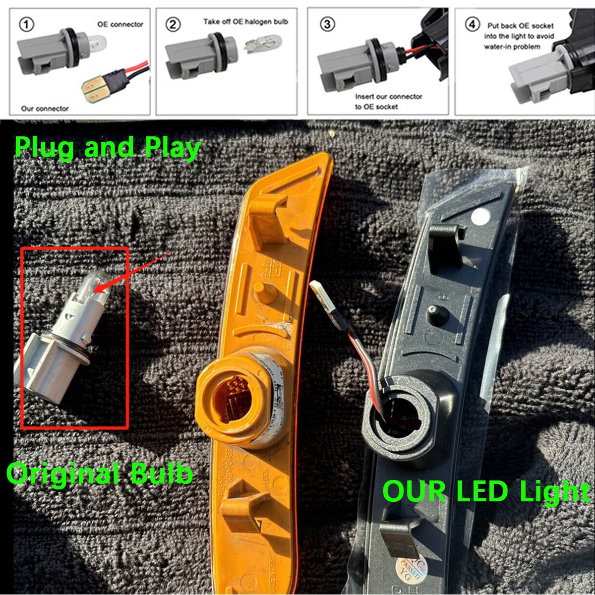 4X LED Side Marker Lights Front Rear Set for Chevy Camaro LS LT SS ZL1 2016-2022