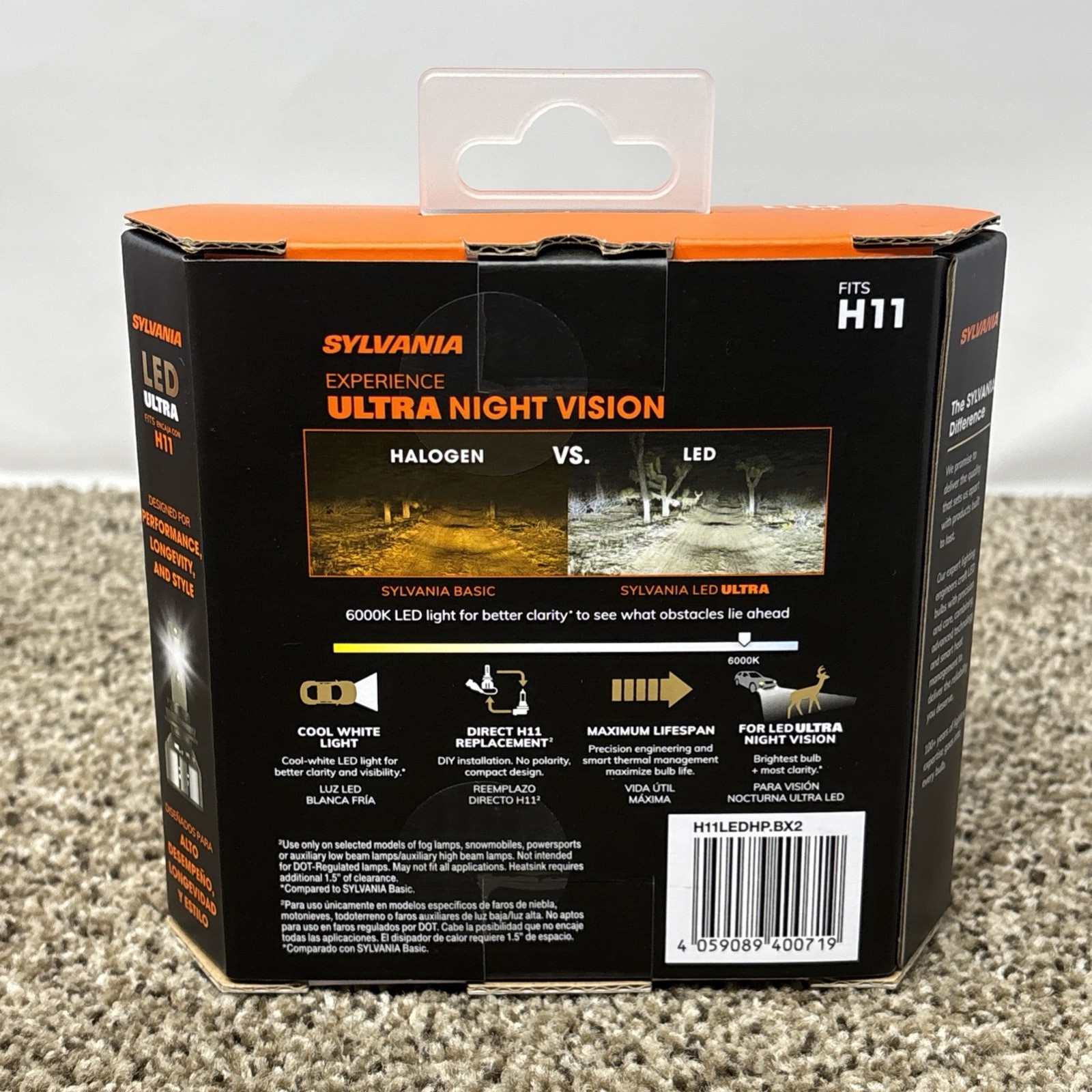 SYLVANIA H11 Ultra LED 2 Bulbs H11LEDHP.BX2 6000K BRAND NEW