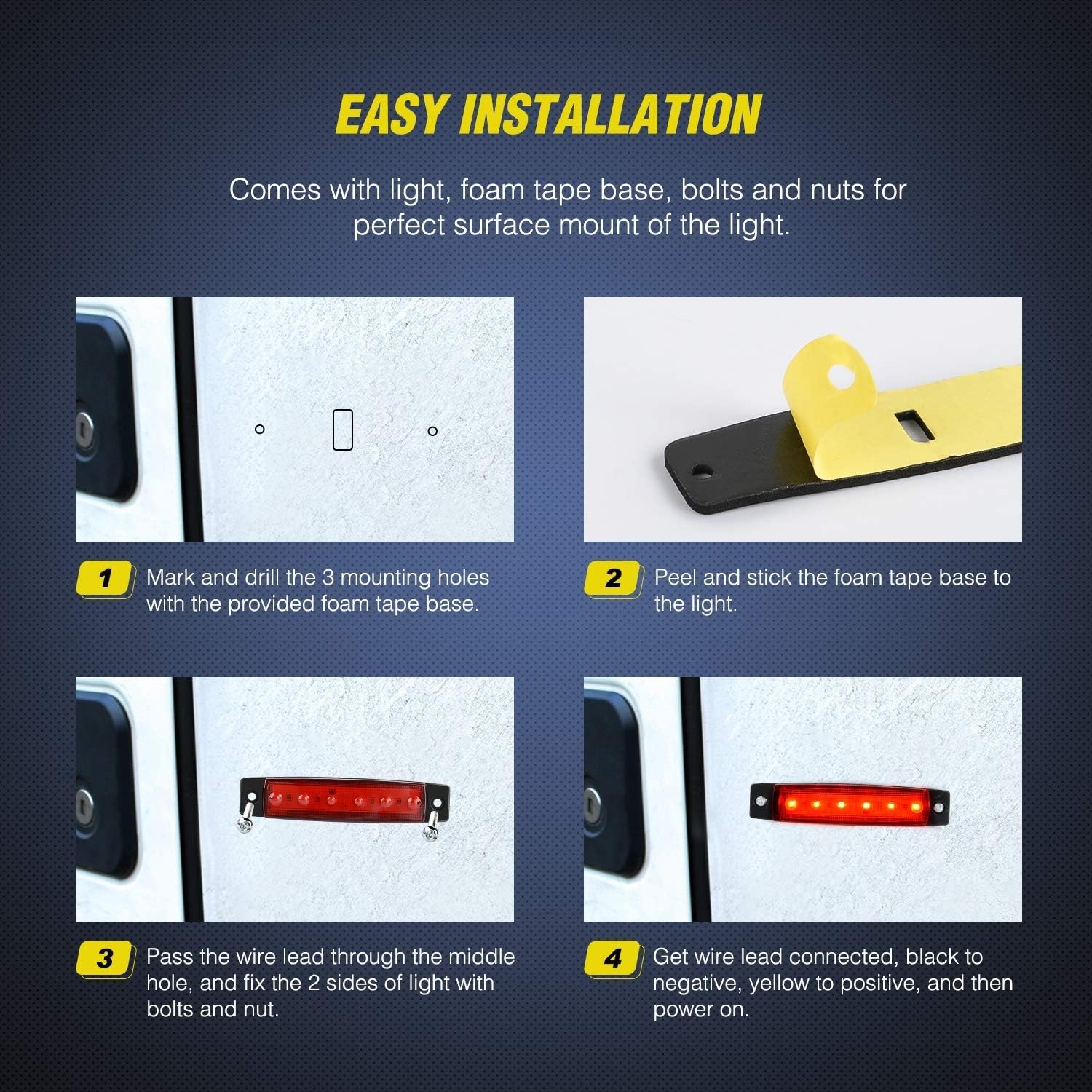 High Brightness 10 PCS LED Side Indicator Lights for 12V Vehicles – Waterproof