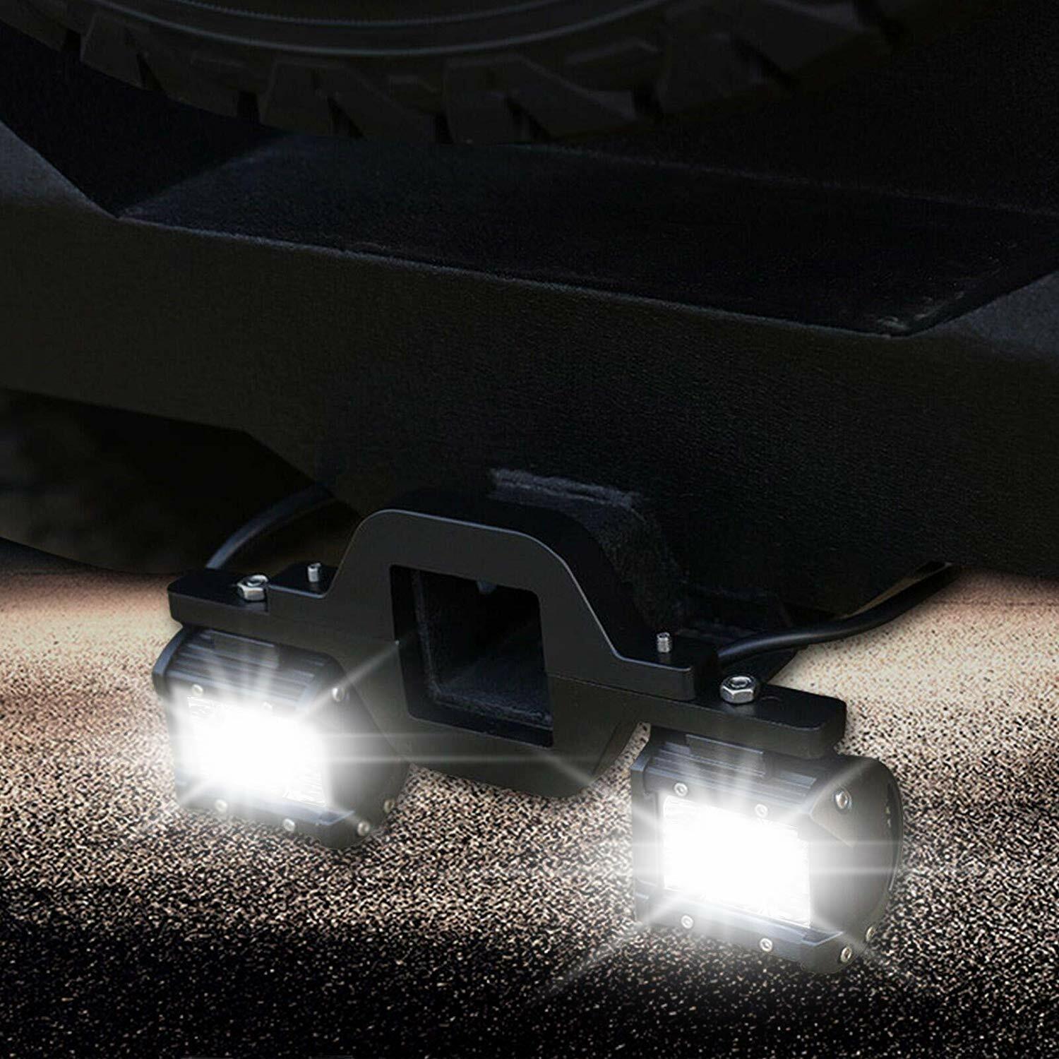 4″ 3-row LED Work Light Pods Backup +Tow Hitch Mounting Bracket Reverse Truck