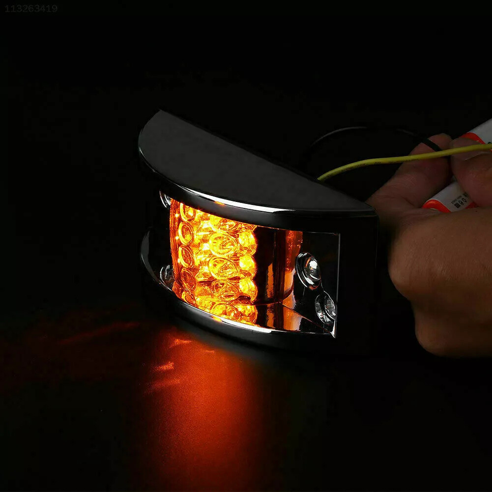 10x Amber 12 LED Curve Sealed Chrome Side Marker Truck Trailer Clearance Lights