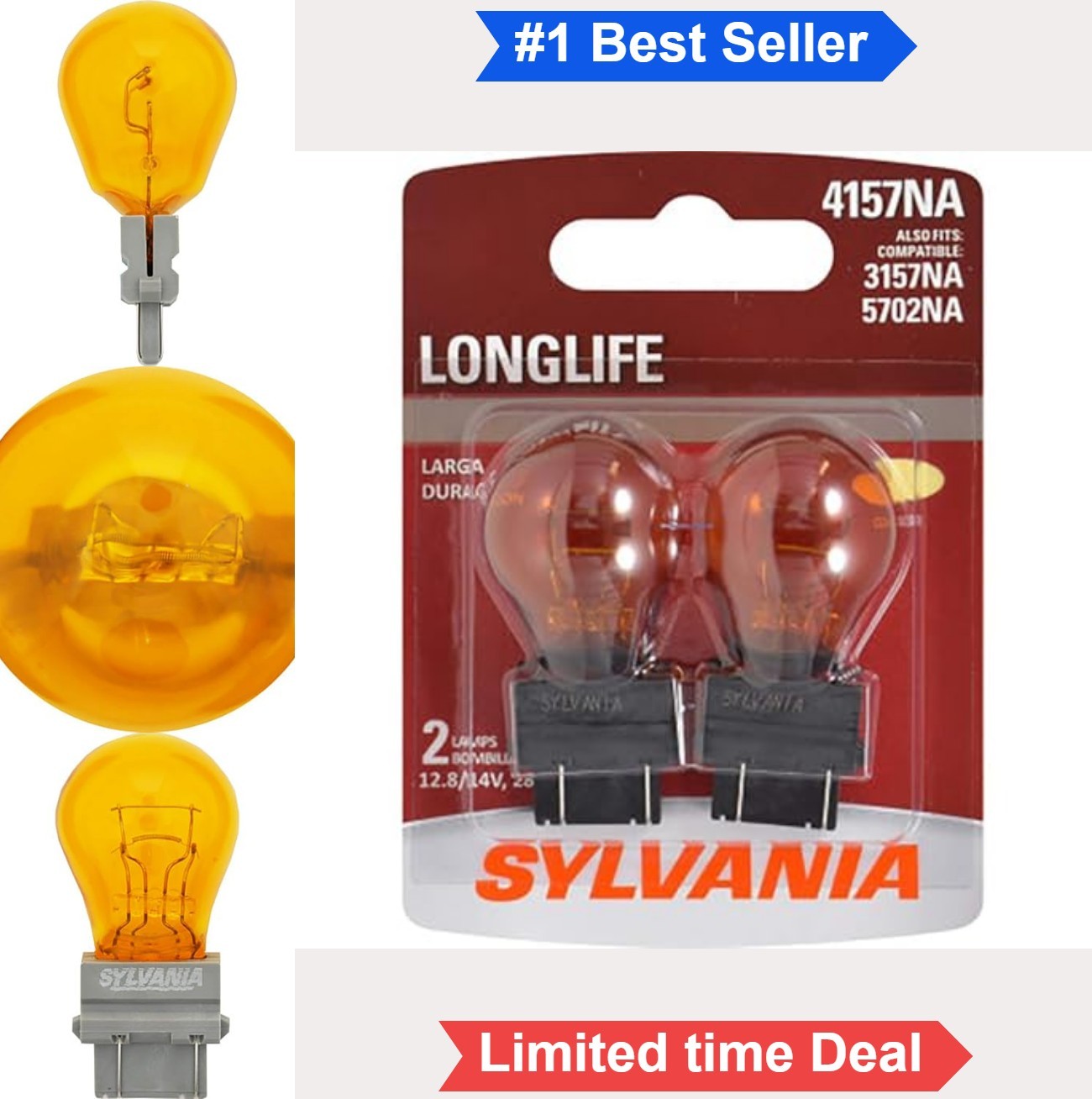 Amber Turn Signal Bulb 2 Pack 12V 28 54W T4 Long Life Parking Side Marker Light