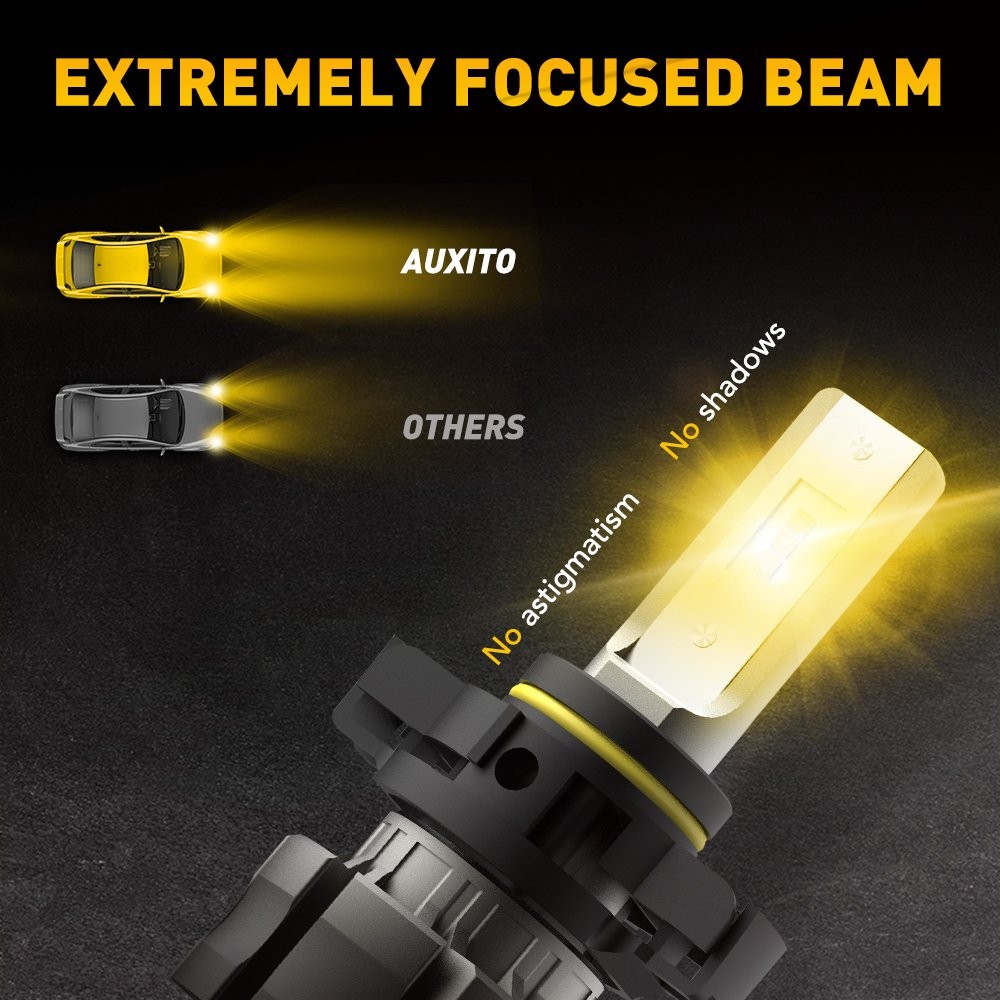 2 AUXITO 5202 LED Fog Light or DRL Bulbs 3000K Amber Yellow 200% Brighter B3F J