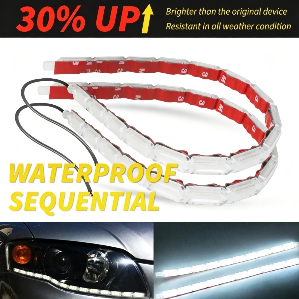 Crystal DRL LED Strip Lights Daytime Flowing Turn Signal Flexible Daul Color