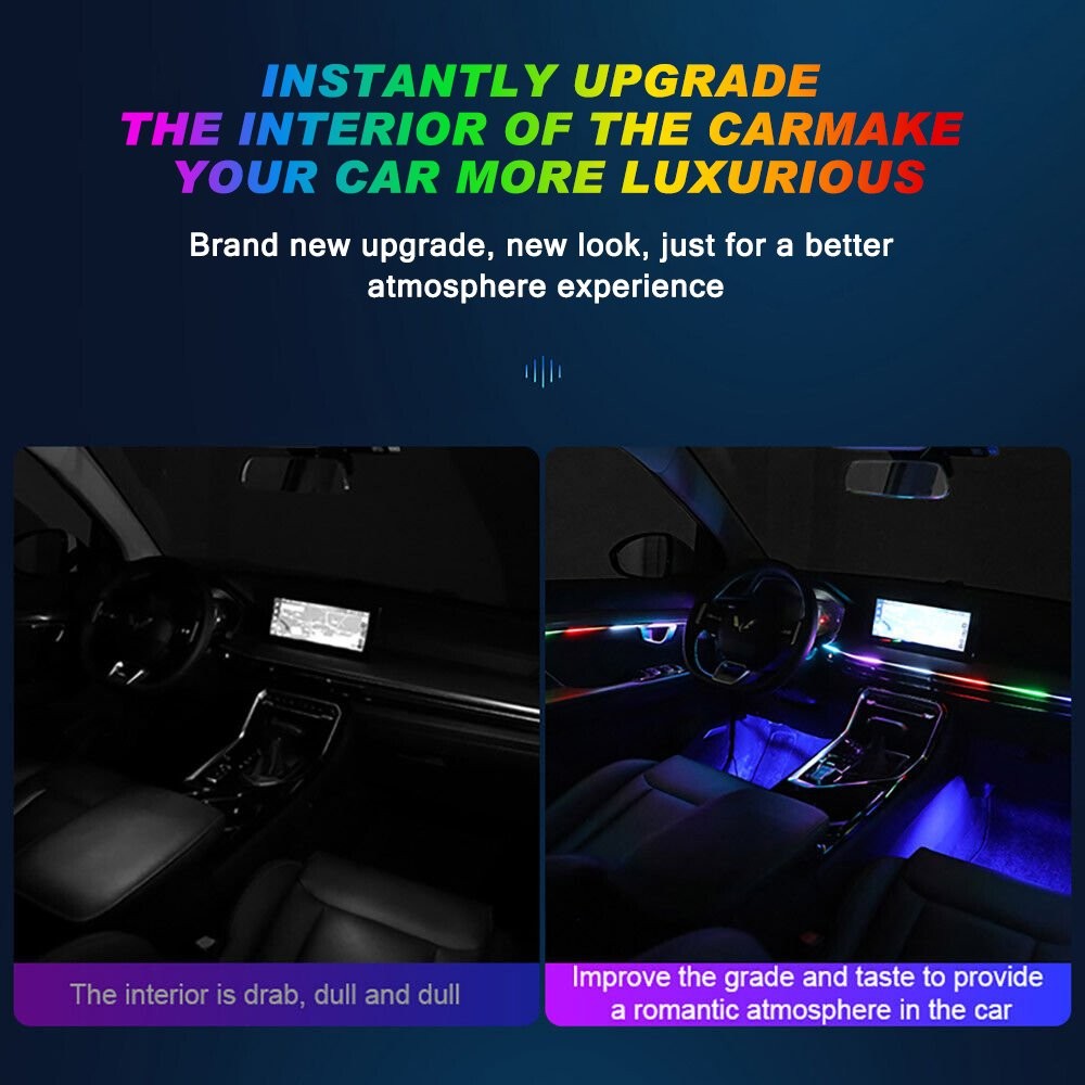 18 in1Car LED Ambient Light Strip APP Remote Atmosphere Interior LED Acrylic RGB