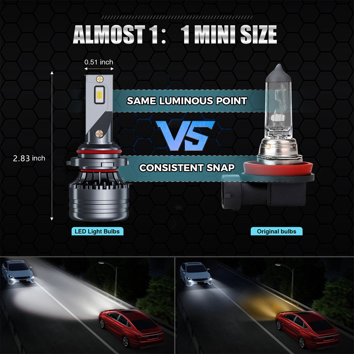 H11 LED Headlight Super Bright Bulbs Kit 12000K White 330000LM High/Low Beam