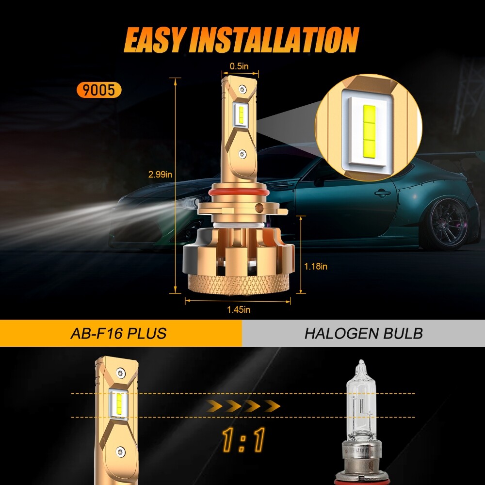 AUXBEAM F-16 Plus LED Headlight Bulbs 9005 9006 H11 9004 H13 9007 9012 H7 H1 H4