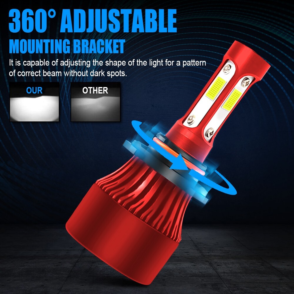 4-Side 9005 9006 Combo LED Headlight Kit High Low Beam Bulb 6000K 4800W 720000LM