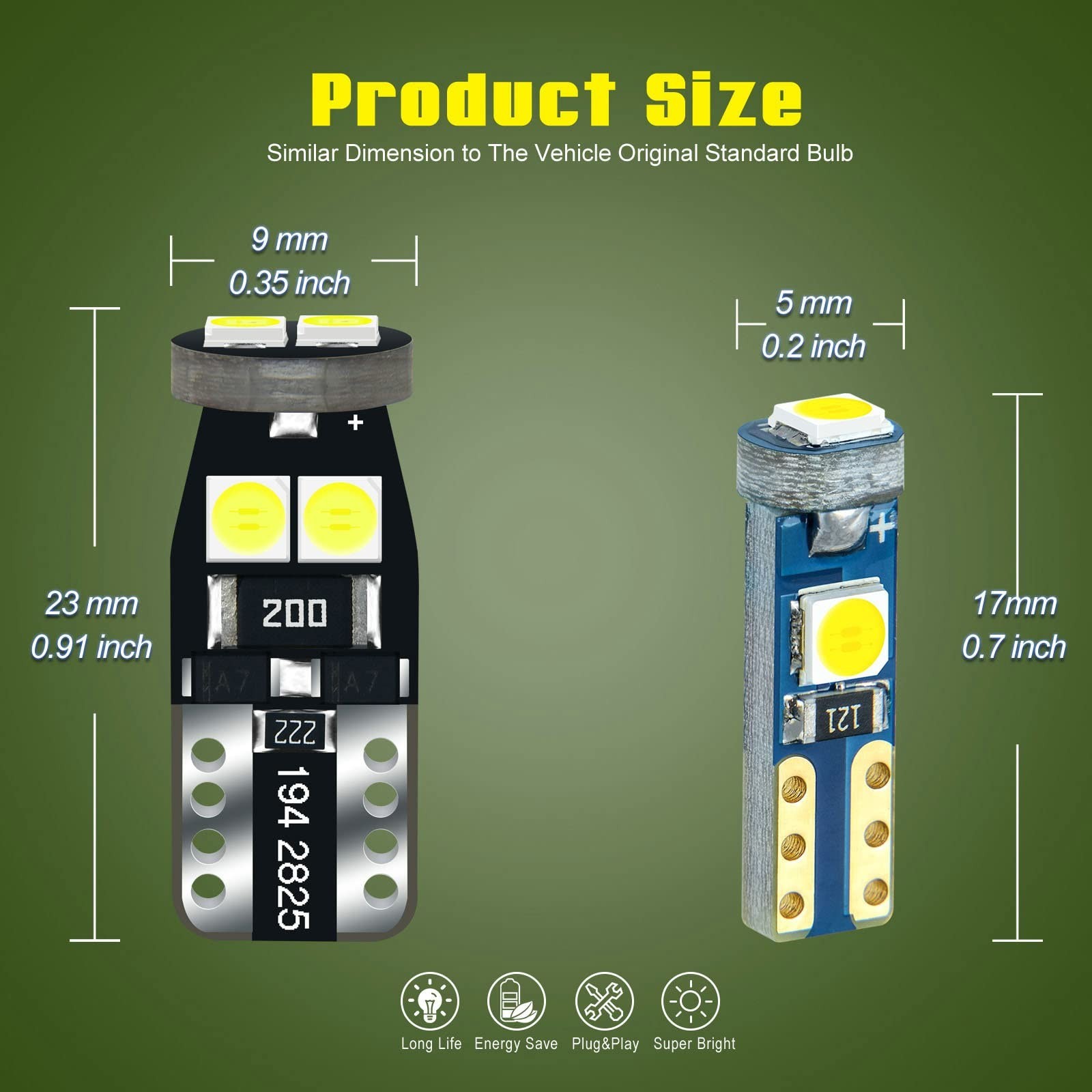 Bright White LED Dashboard Instrument Light | 12V Socket Replacement for T5 T10