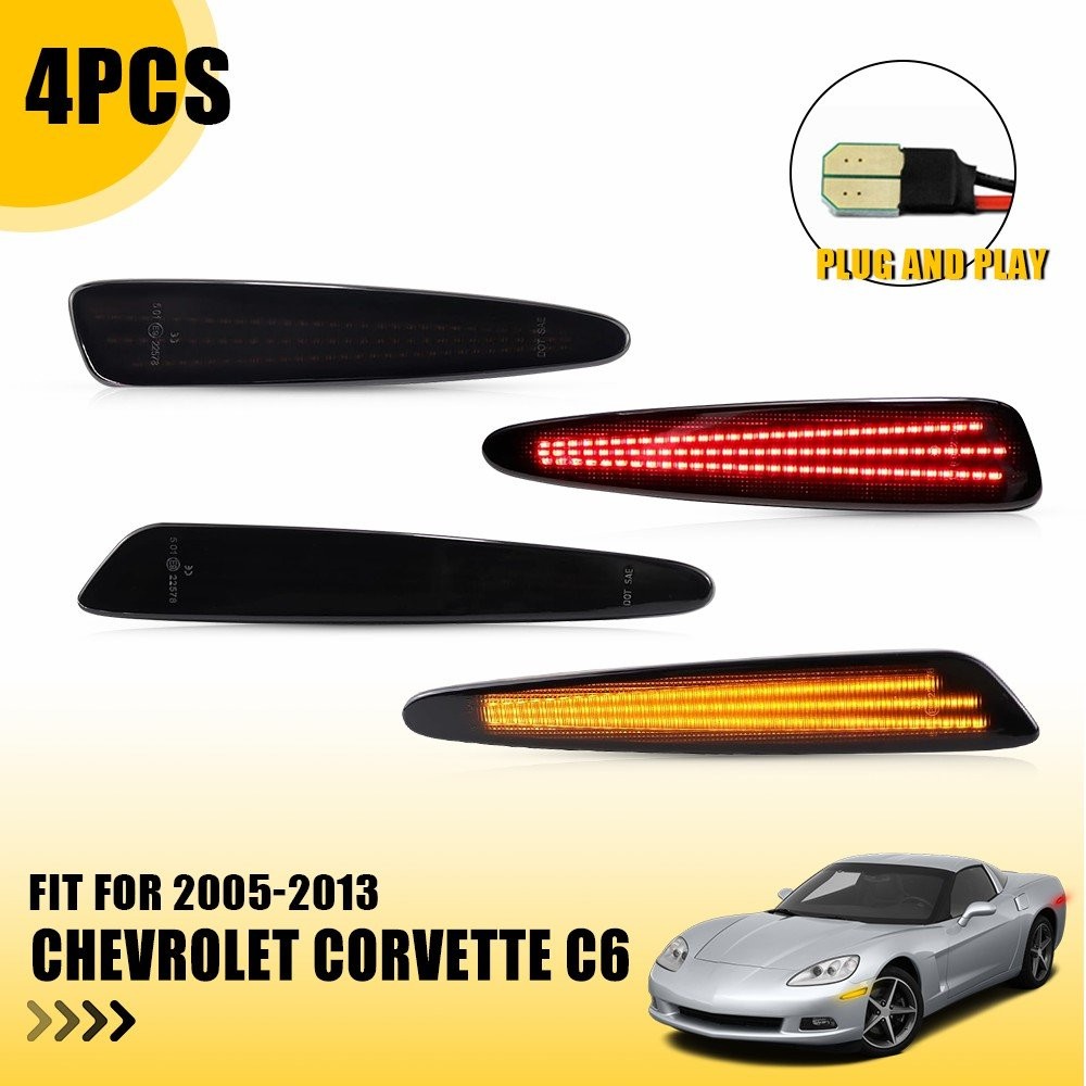3-Row LED Side Marker Lights Front+Rear For 05-13 Chevrolet Corvette C6 10316651
