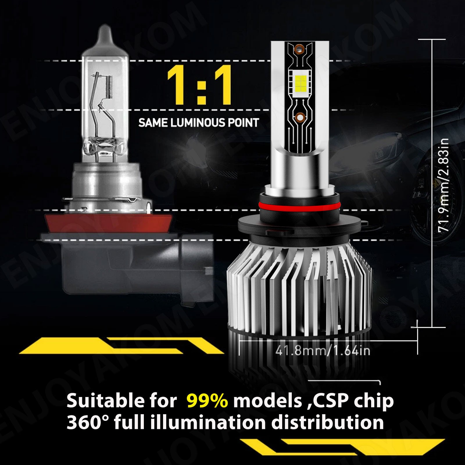 For GMC Sierra 2007-2013 4x 9005 H11 Car LED Headlight Bulb High/Low Beam Combo