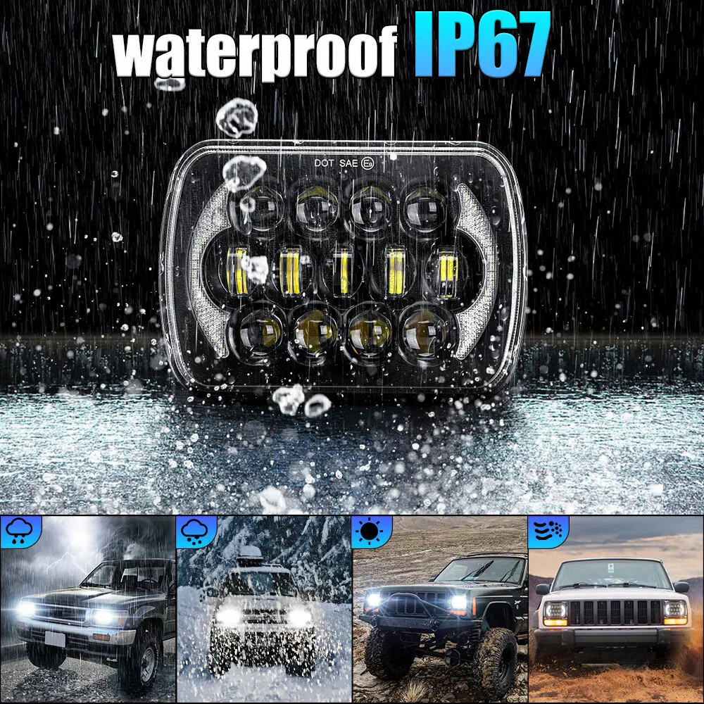 DOT For 1981-1993 Dodge D150 D250 D350 Pickup 7×6″ LED Headlights Hi/Lo Beam DRL