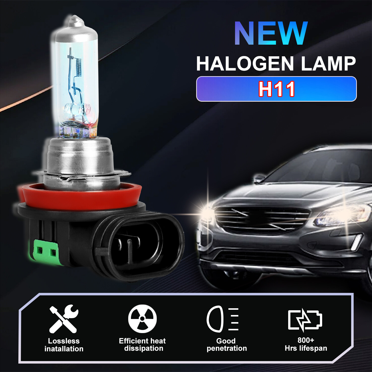 4pcs H7 H11 Front Halogen Headlight Bulb 4200K Super Bright White Conversion Kit