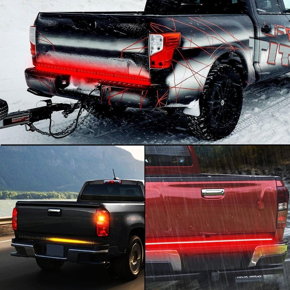 60″ 3 Row 432 LED 3 Strip Tailgate Light Truck Bar Reverse Brake Rear Tail Light