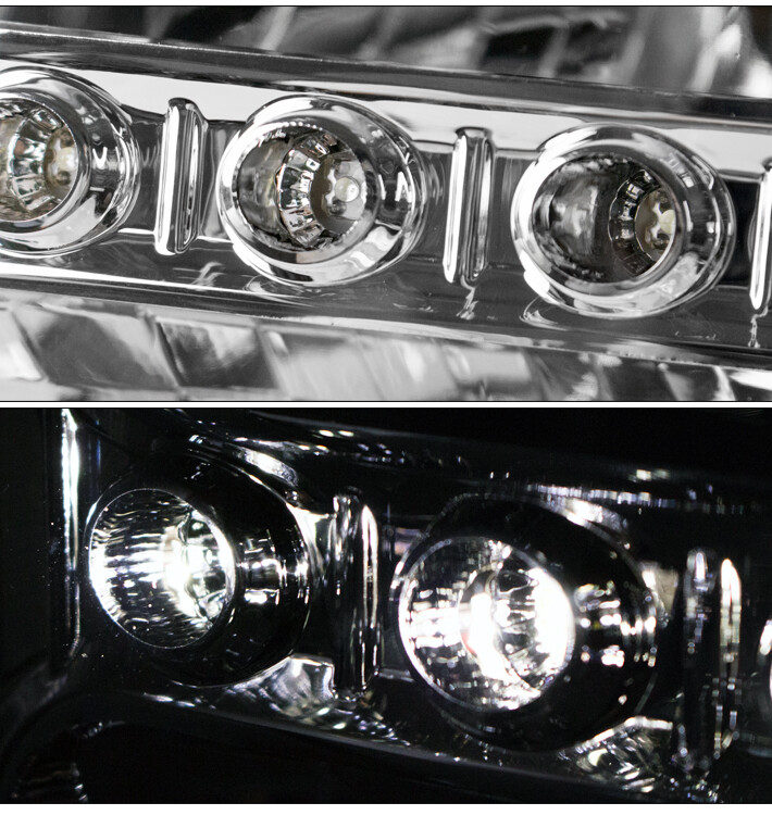 FOR 99-04 FORD F250 F350 SD/00 EXCURSION CRYSTAL LED CHROME HEADLIGHTS HEADLAMPS