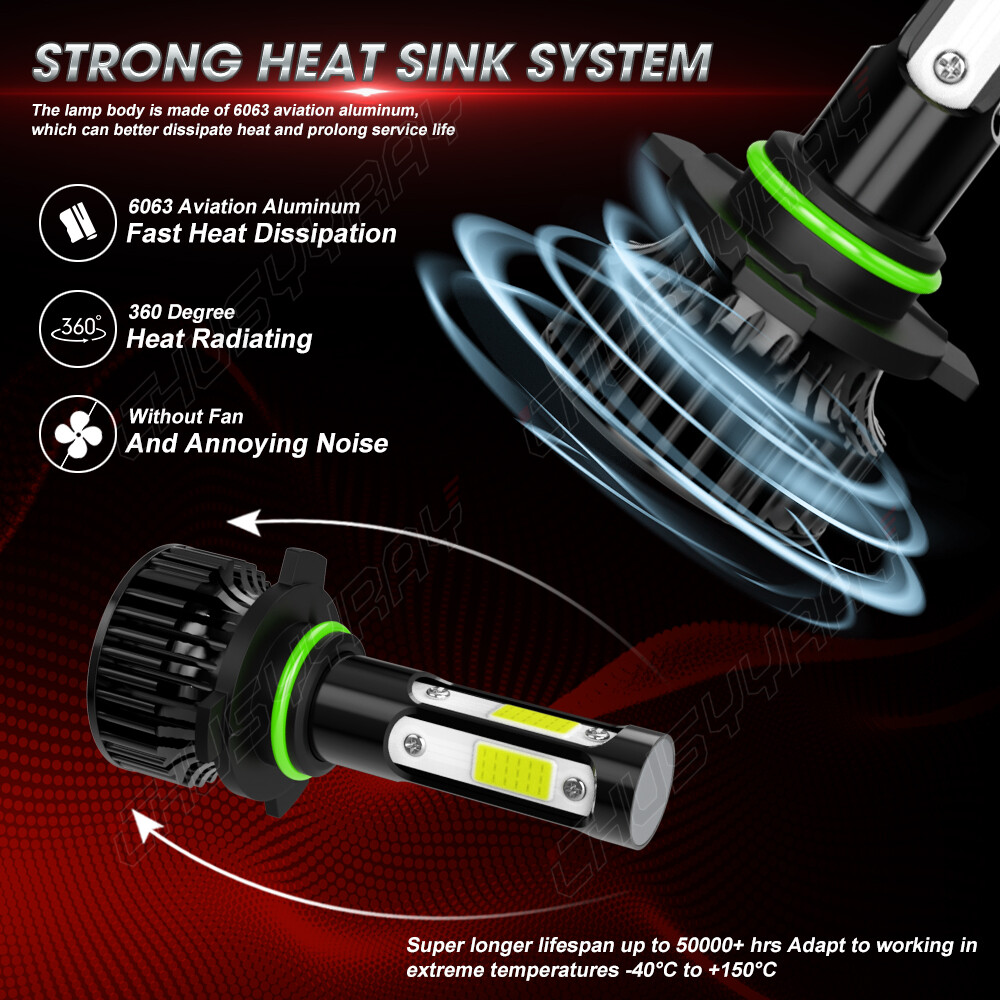 MINI 9005 9006 H11 Combo LED Headlight Bulbs Fog Kit 6000K White High Low Beam