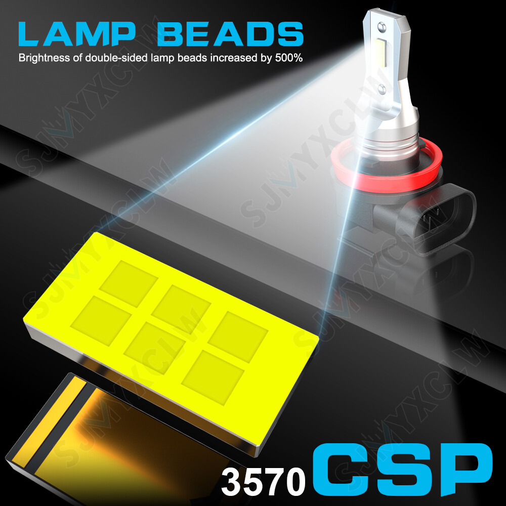 4X H11+H11 LED Headlights Kit Combo Bulbs 6000K Low Beam +Fog Super White Bright