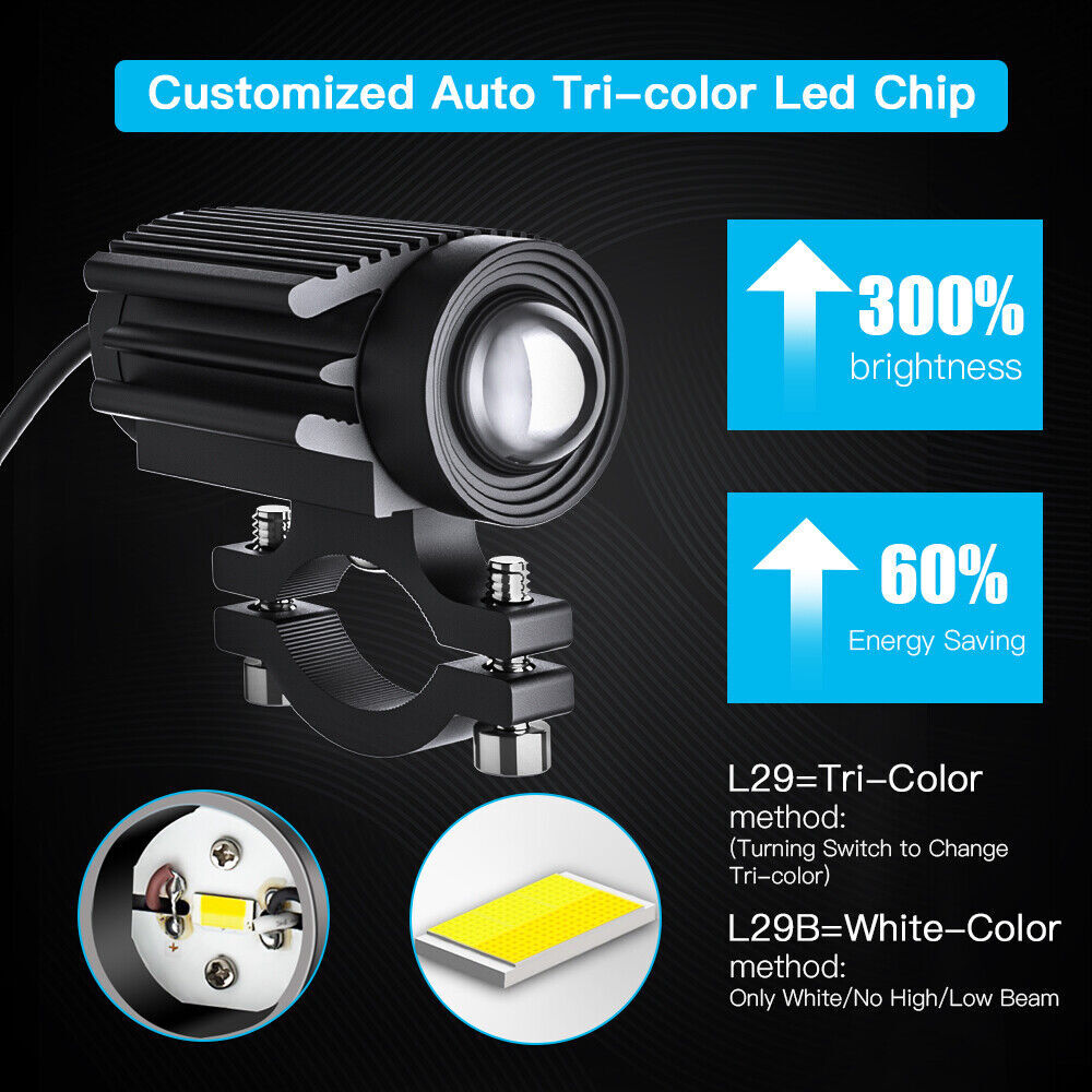 2x Black Aviation Aluminum Alloy Waterproof Motorcycle LED Spotlights 60W