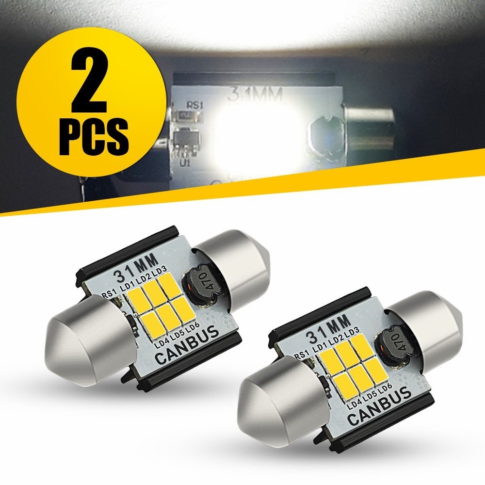 AUXITO 2X 31mm 3020 Interior Dome light Bulbs White LED Light Bright DE3175