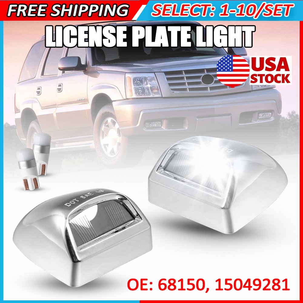 2-20x Fit Cadillac Escalade Chevy Suburban Rear License Plate Light Cover W/Bulb