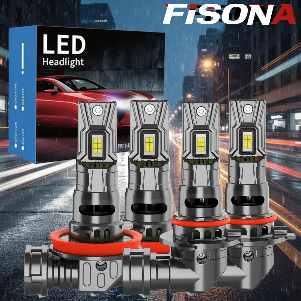 FISONA H11 9005 LED Headlights Bulb High Low Beam Light 100W Super Bright Canbus